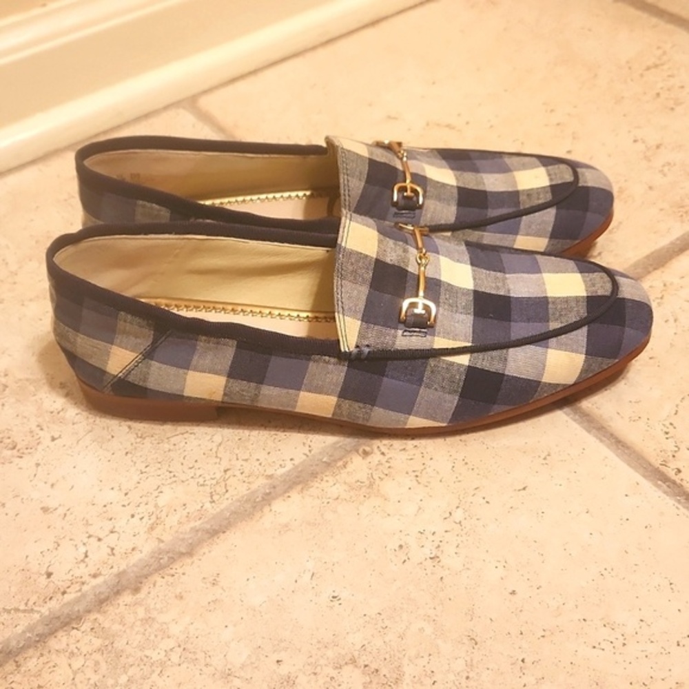 Sam Edelman Women's "Loraine" Blue Checkered Loafers Size 7.5